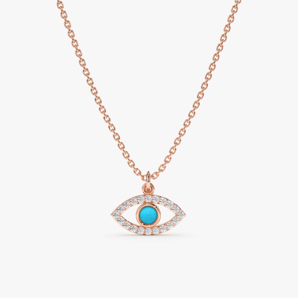 Diamonds & Turquoise Eye Necklace