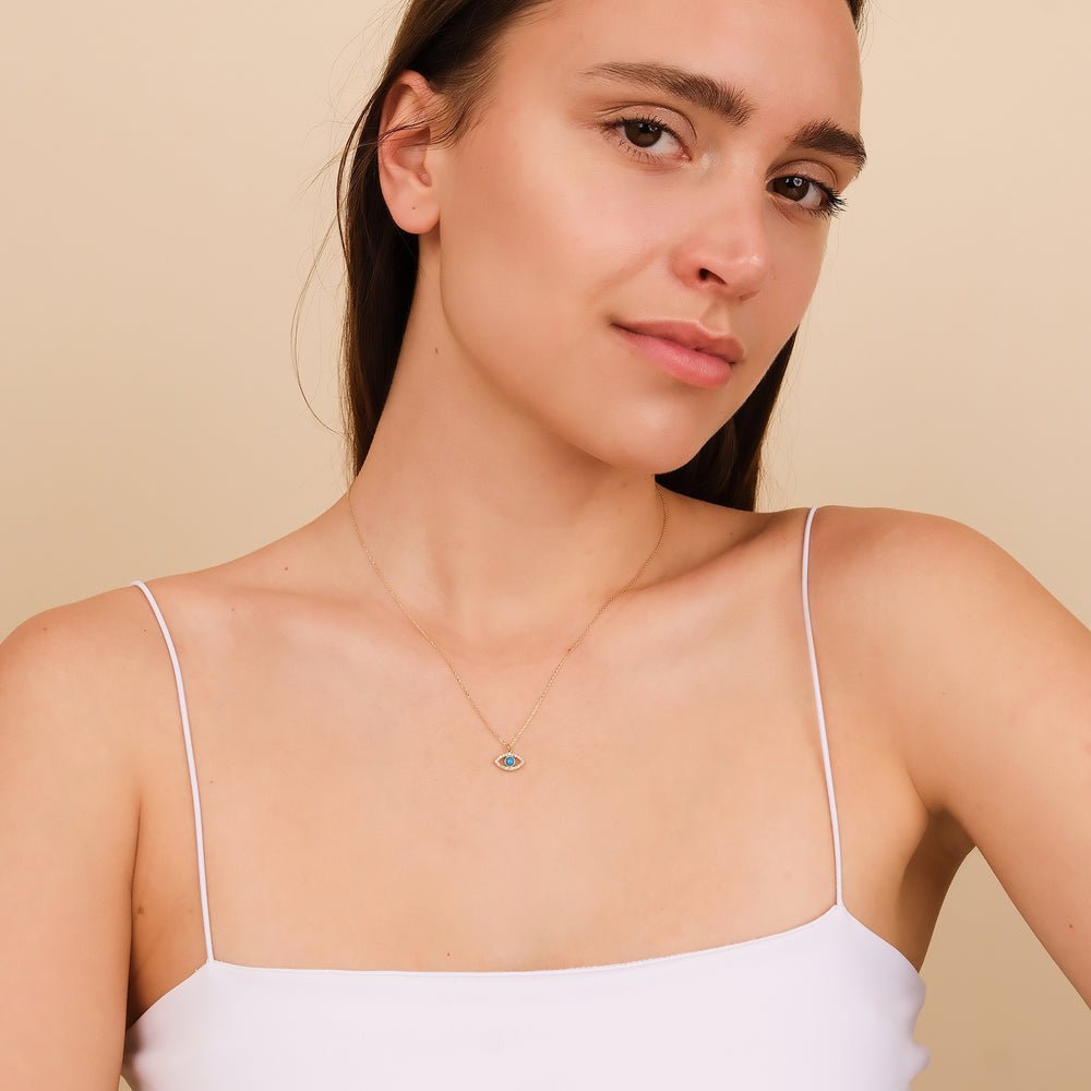 Diamonds & Turquoise Eye Necklace