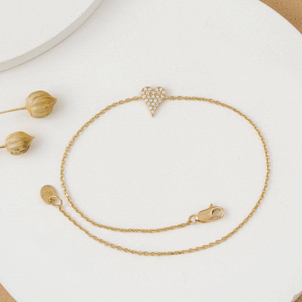 Elongated Diamond Heart Bracelet