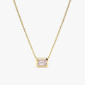 Emerald Cut Rose Quartz Necklace
