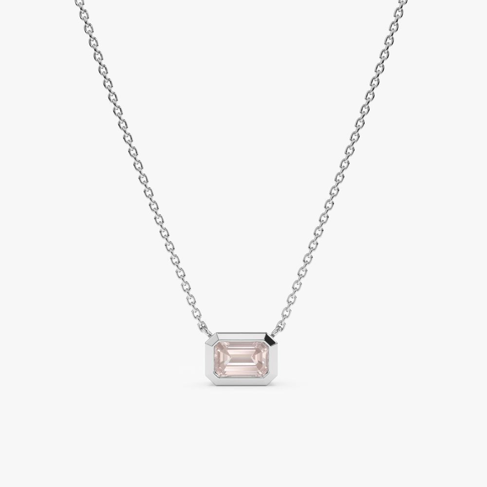 Emerald Cut Rose Quartz Necklace
