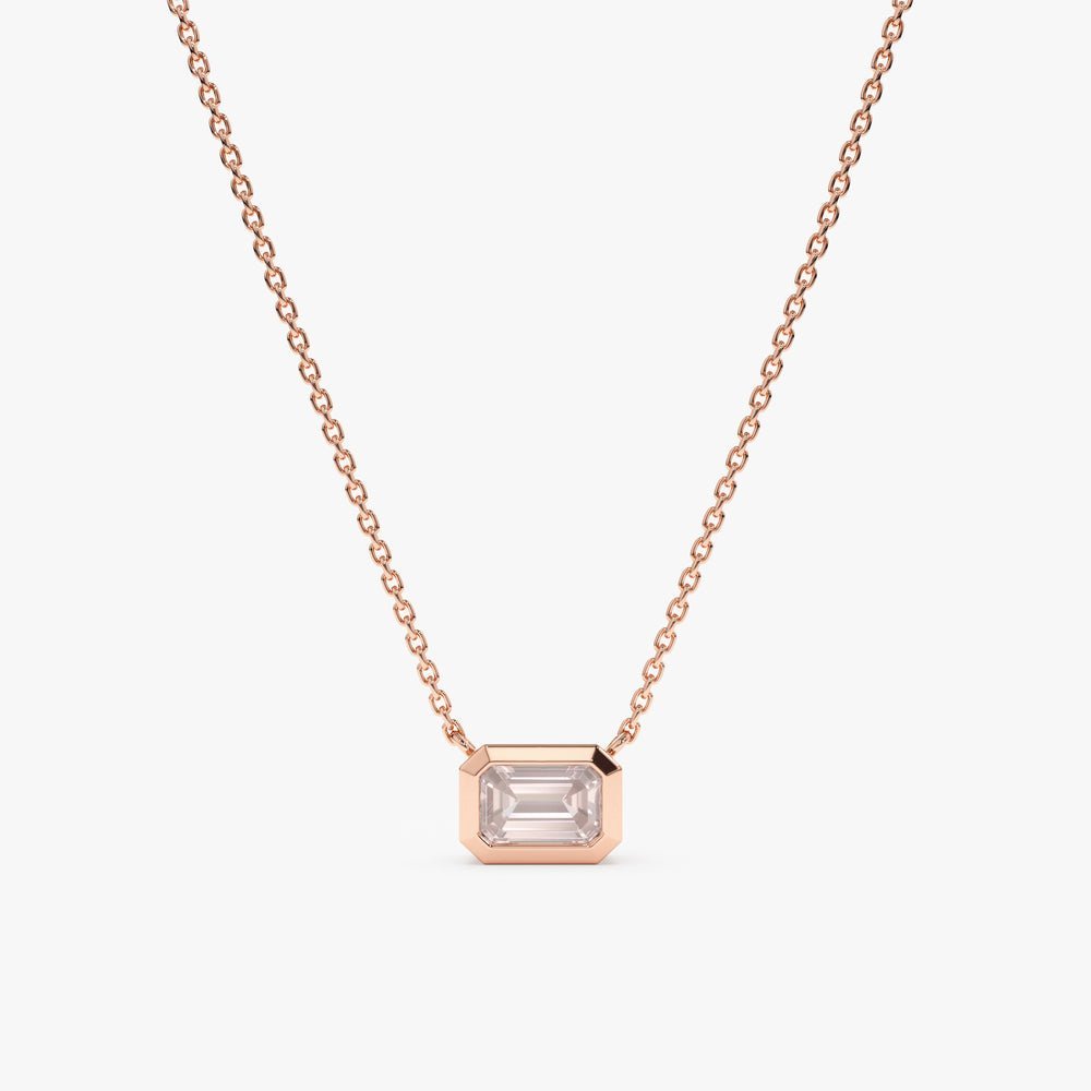 Emerald Cut Rose Quartz Necklace