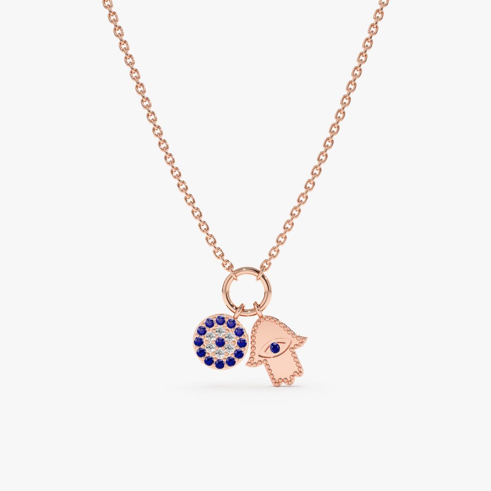 Evil Eye & Hamsa Charms Necklace