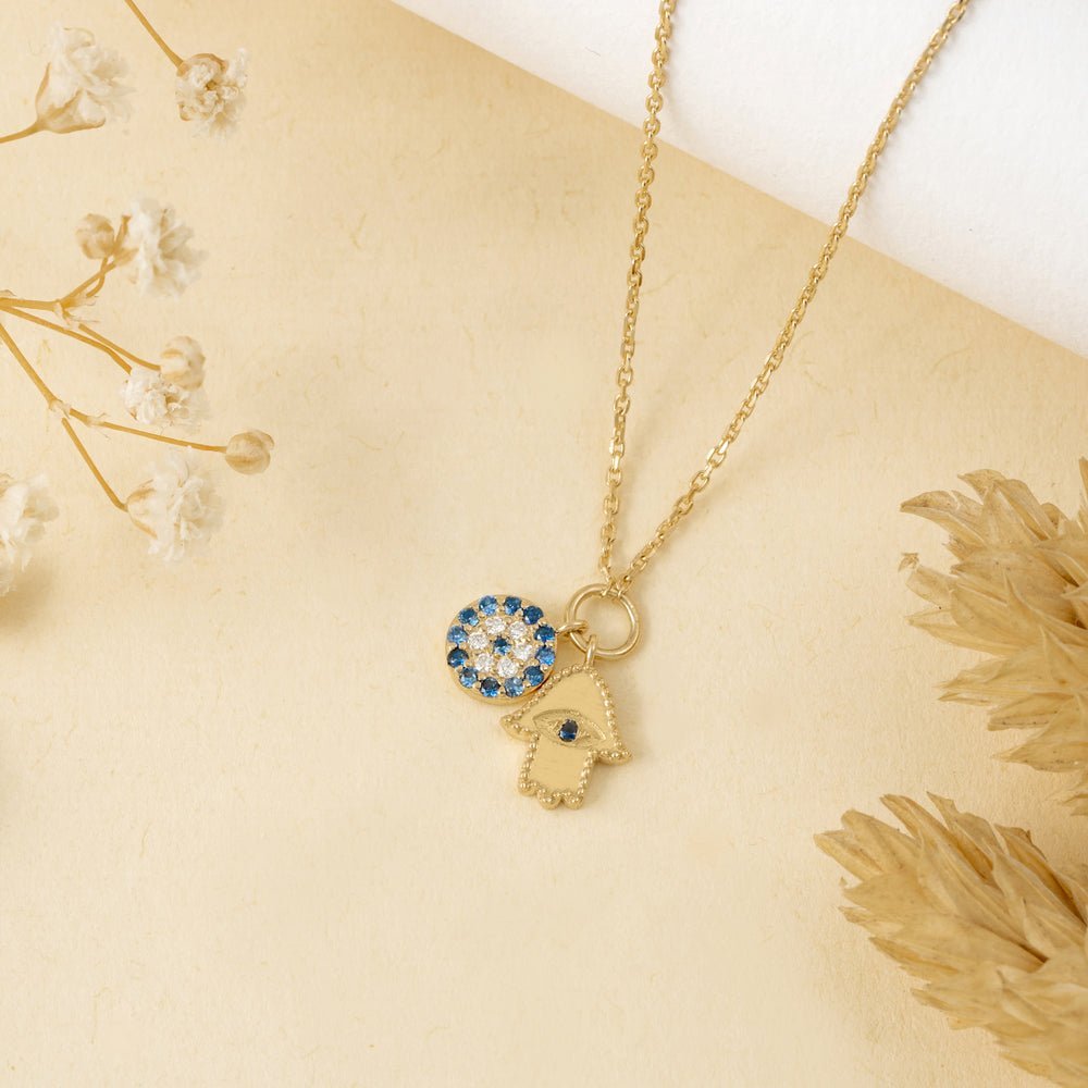 Evil Eye & Hamsa Charms Necklace
