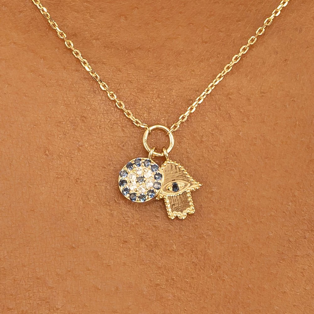 Evil Eye & Hamsa Charms Necklace