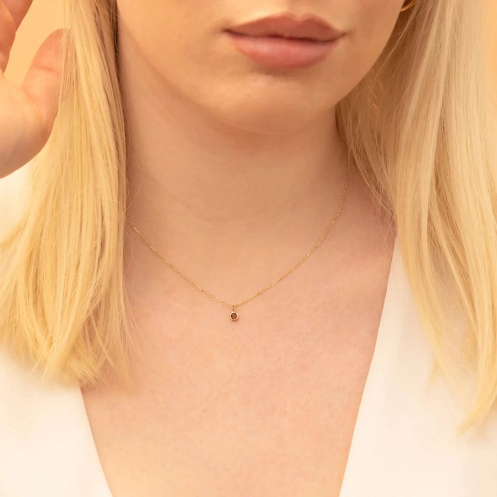 Garnet Charm Necklace