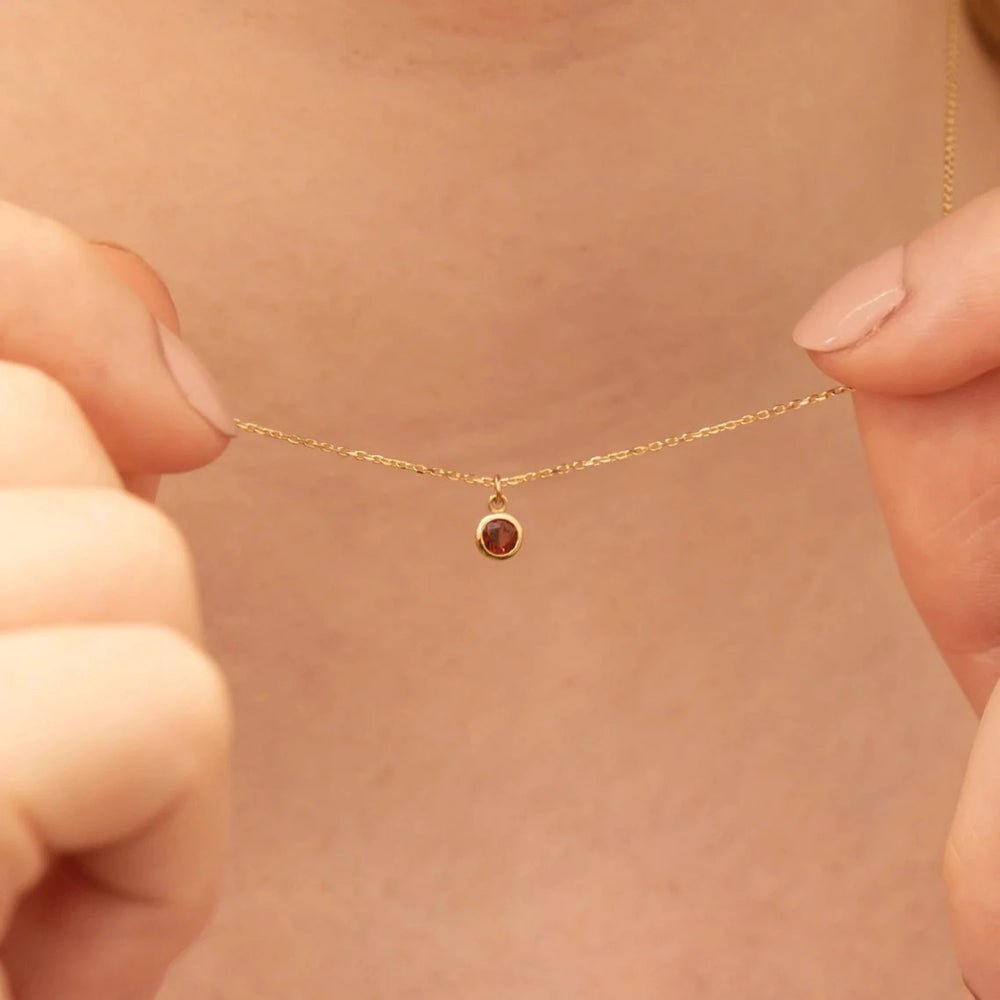 Garnet Charm Necklace