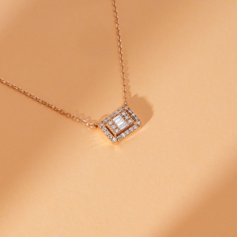 Geometric Baguette Diamond Necklace
