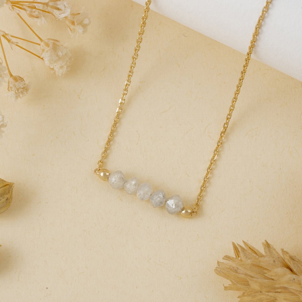 Grey Diamond Beaded Bar Necklace