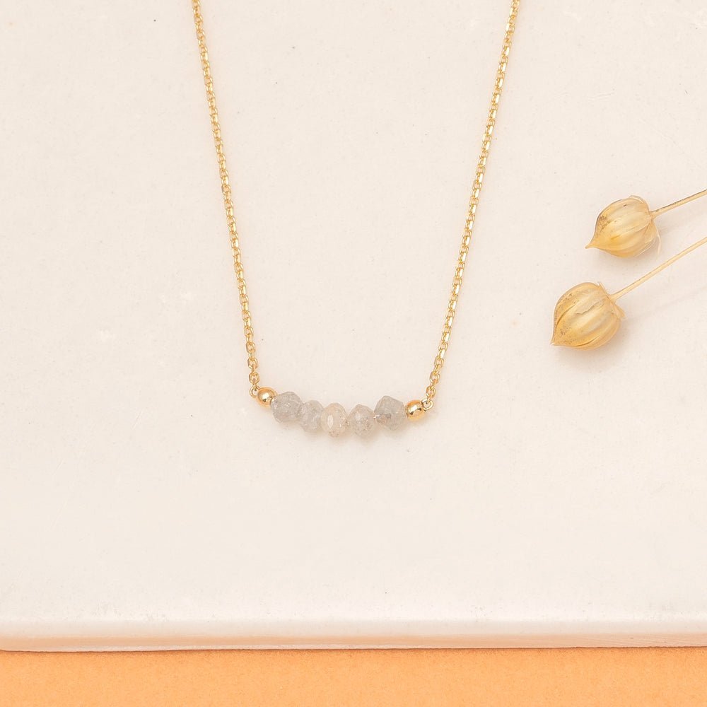 Grey Diamond Beaded Bar Necklace