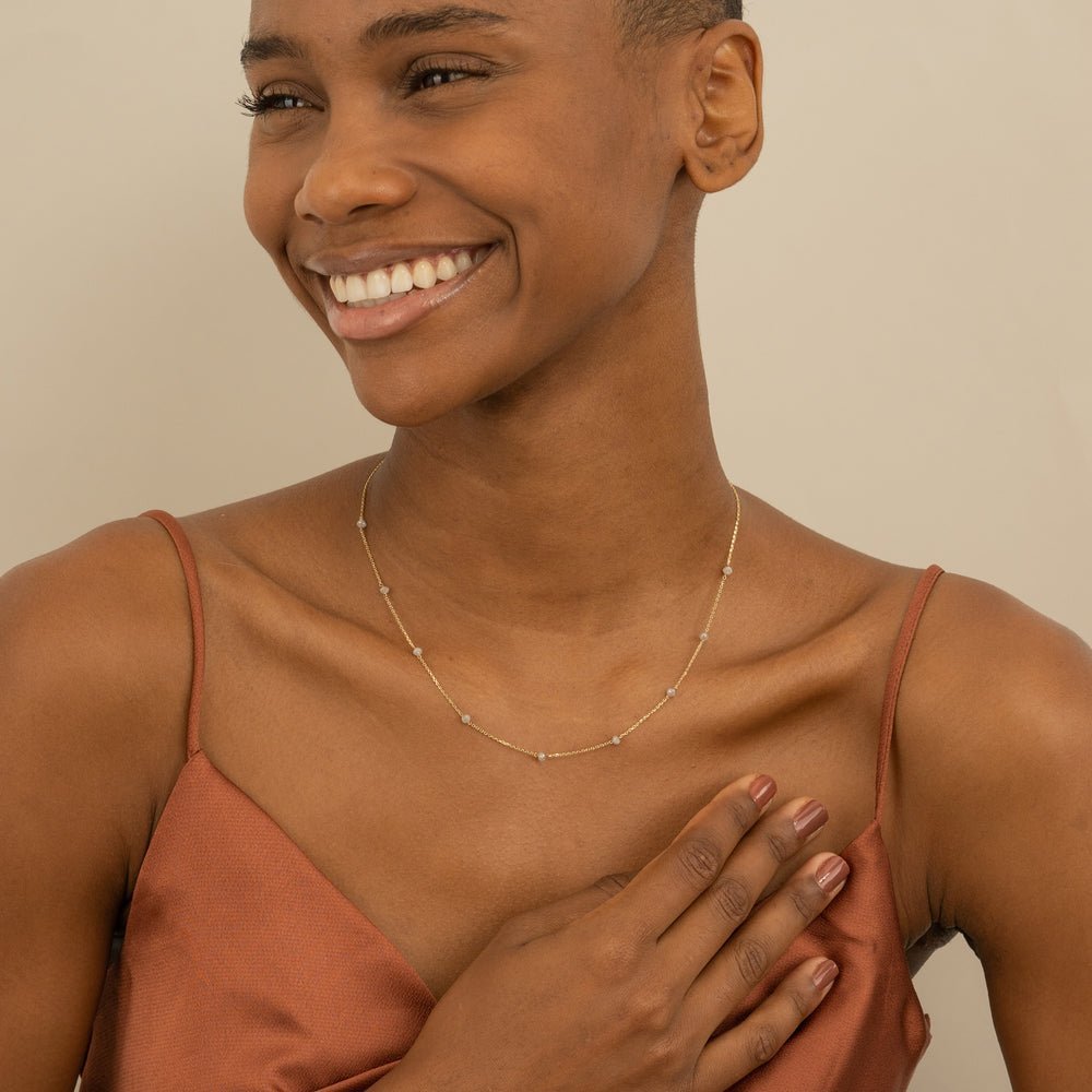 Grey Diamond Station Necklace