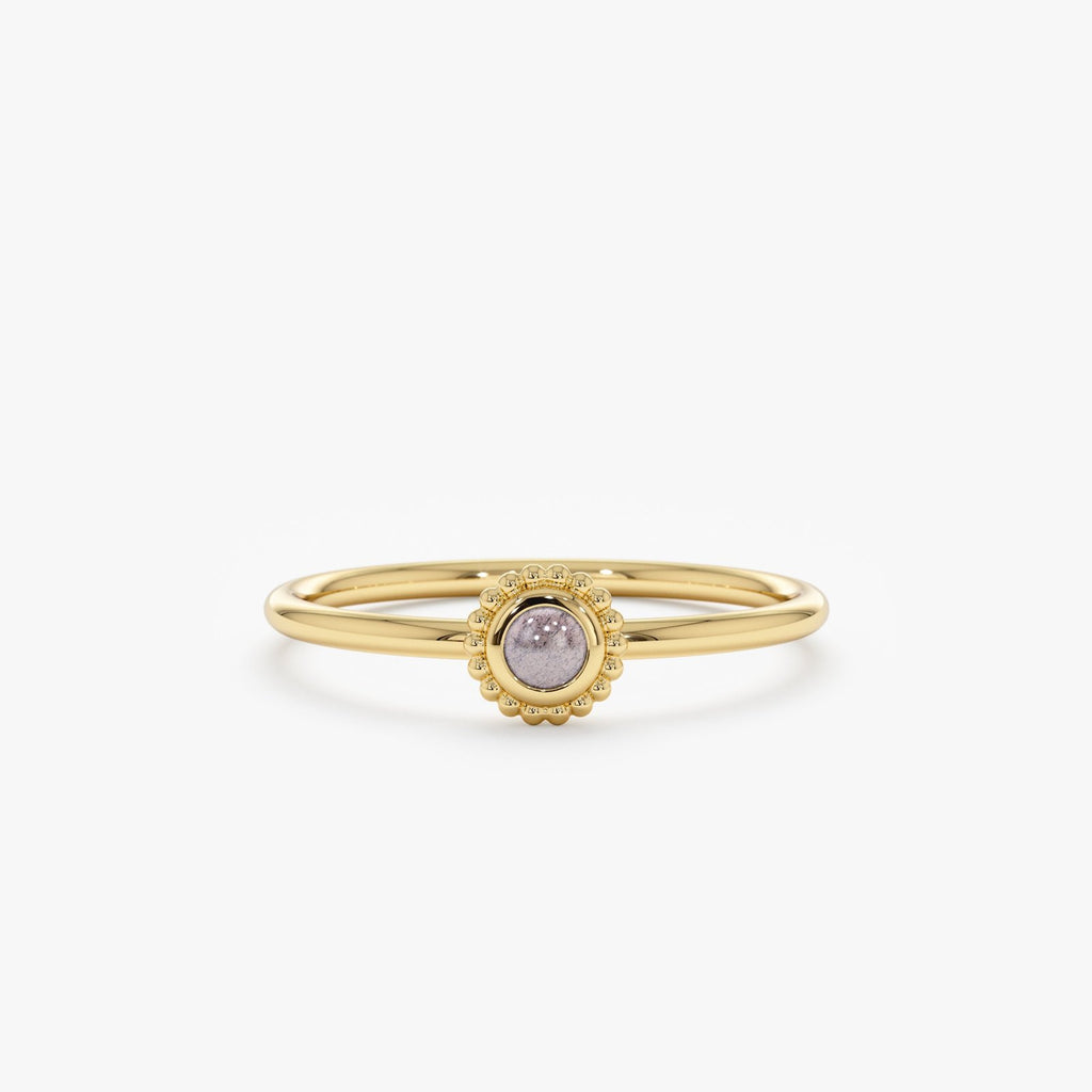 Handmade Natural Labradorite Art Deco Ring