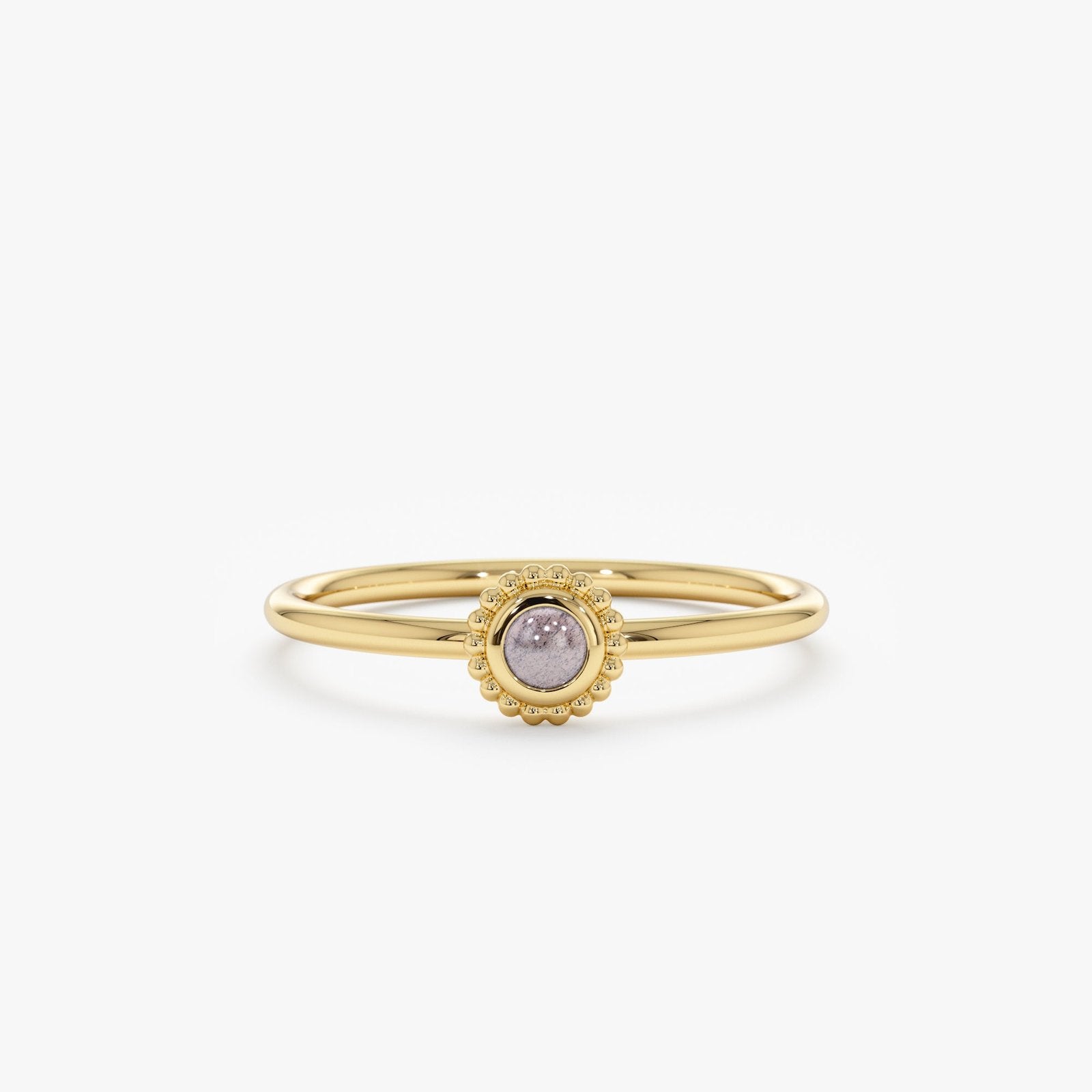 Handmade Natural Labradorite Art Deco Ring