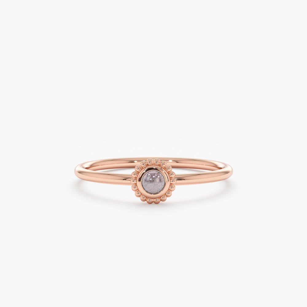 Handmade Natural Labradorite Art Deco Ring