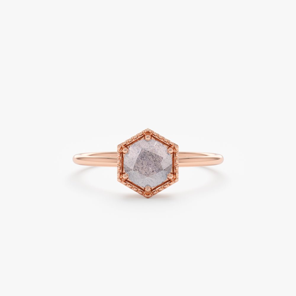Hexagon Labradorite Ring
