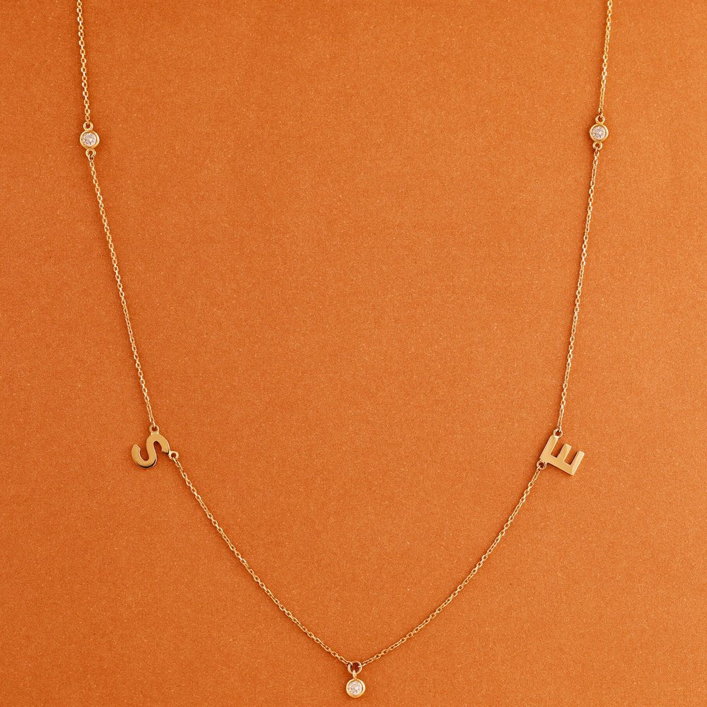 Initials & Diamonds Station Necklace