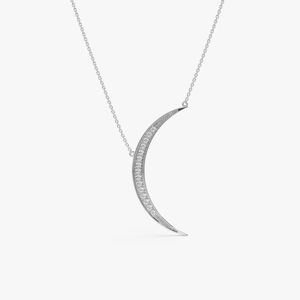 Large Natural Diamond Crescent Necklace
