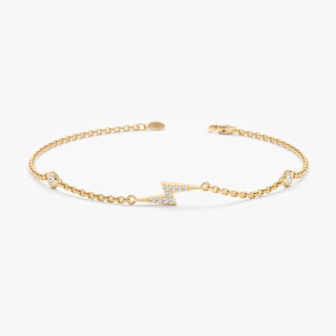 Lightning Bolt Bracelet with Bezel Diamonds