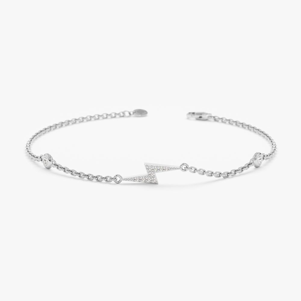 Lightning Bolt Bracelet with Bezel Diamonds