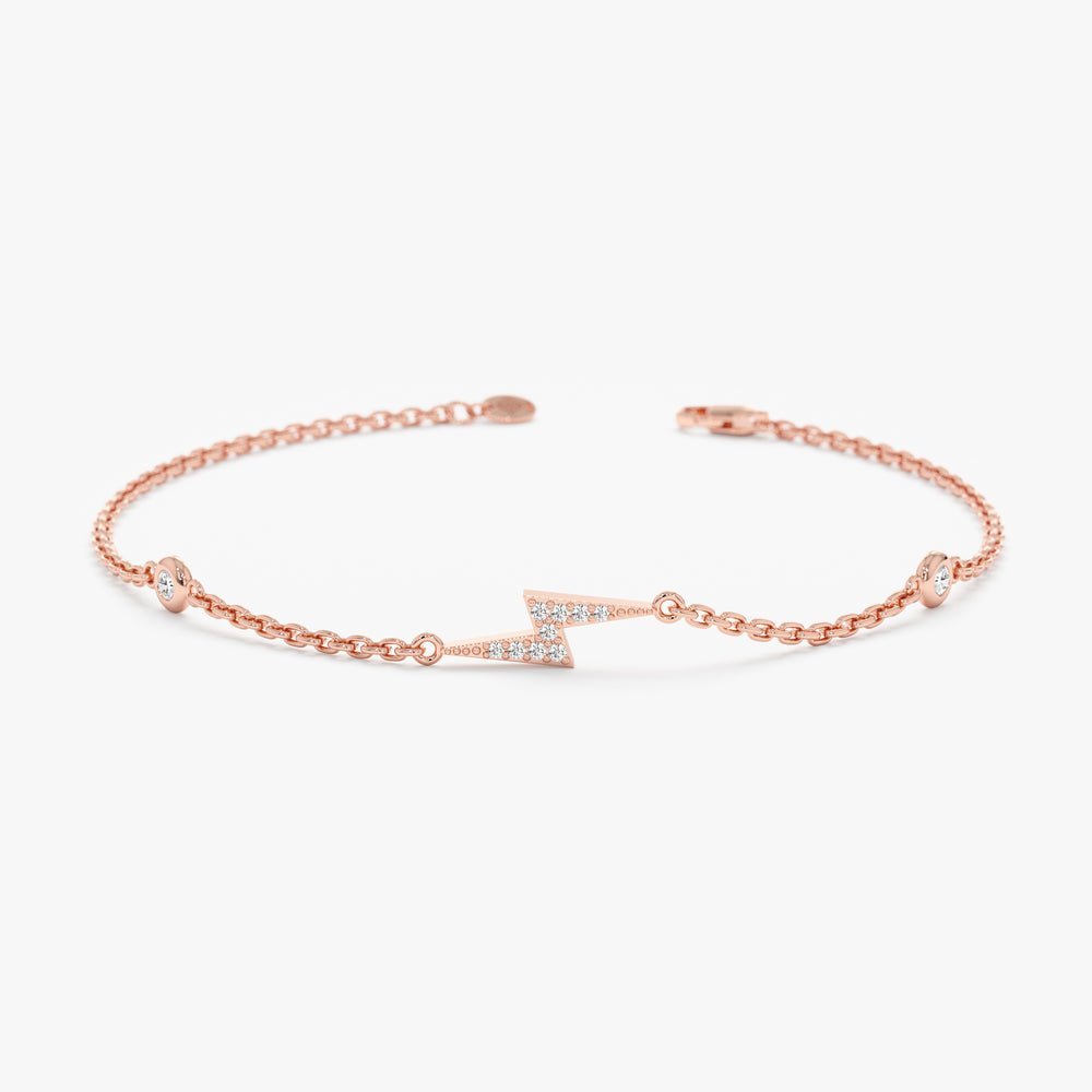 Lightning Bolt Bracelet with Bezel Diamonds