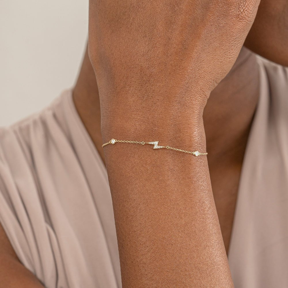 Lightning Bolt Bracelet with Bezel Diamonds