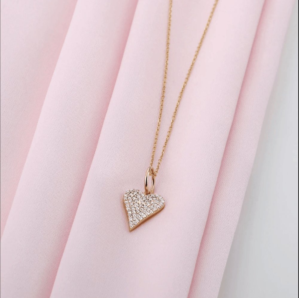 Long Diamond Heart Charm