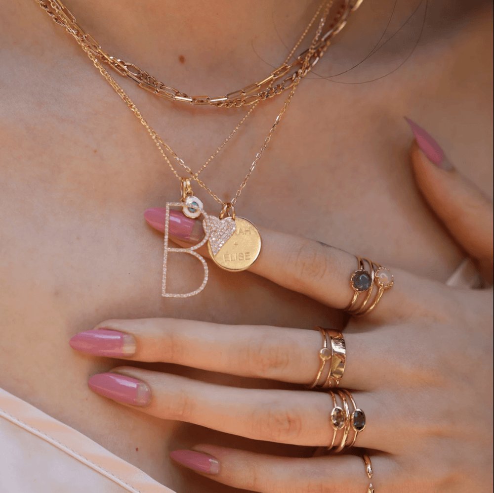 Long Diamond Heart Charm