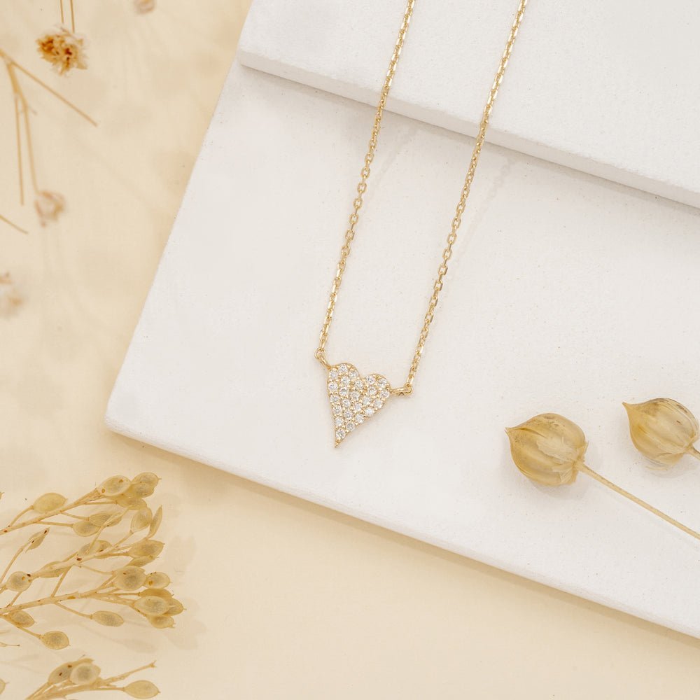 Long Diamond Heart Necklace