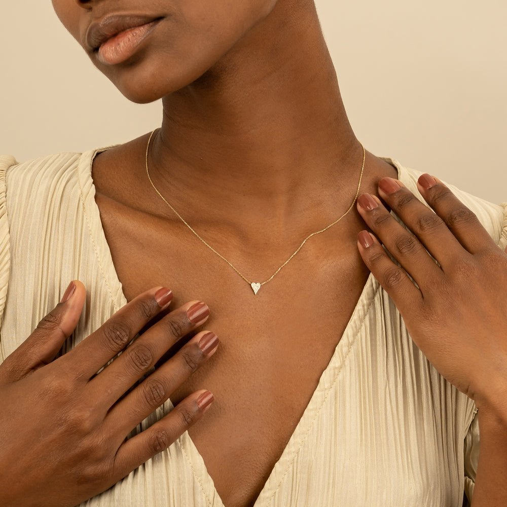 Long Diamond Heart Necklace