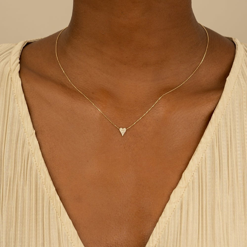 Long Diamond Heart Necklace