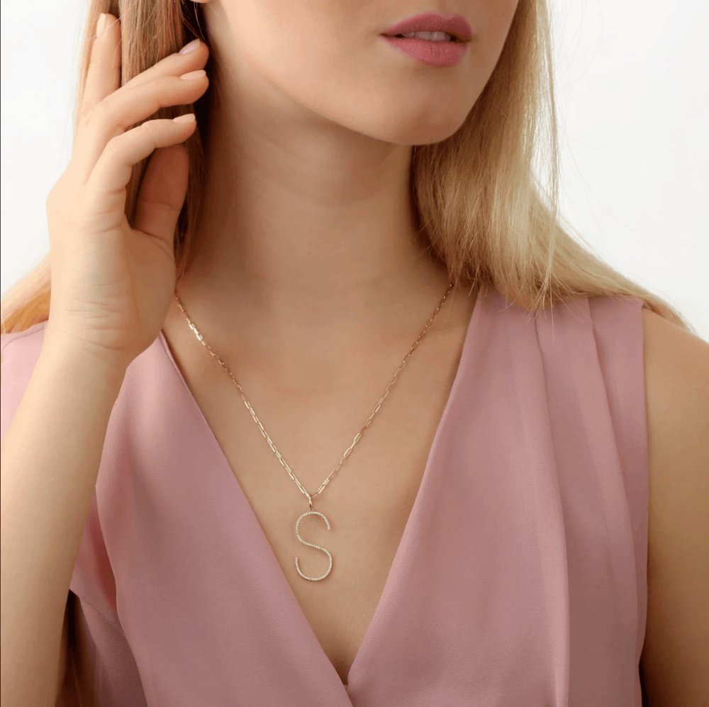 Long Initial Diamond Charm