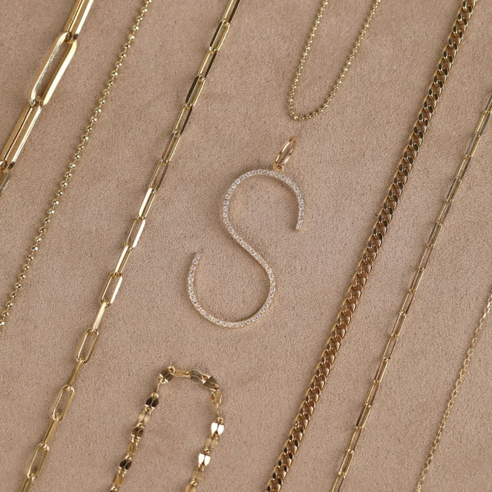Long Initial Diamond Charm