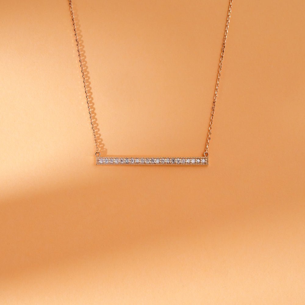 Long Natural Diamond Bar Necklace