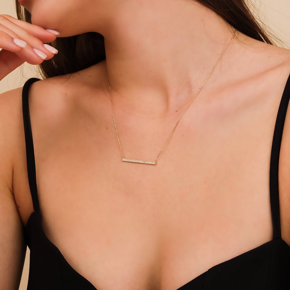 Long Natural Diamond Bar Necklace