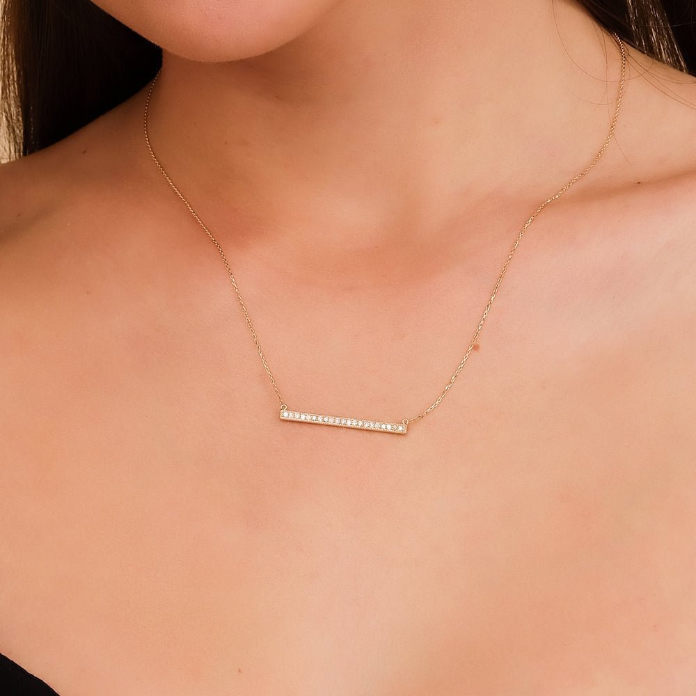 Long Natural Diamond Bar Necklace