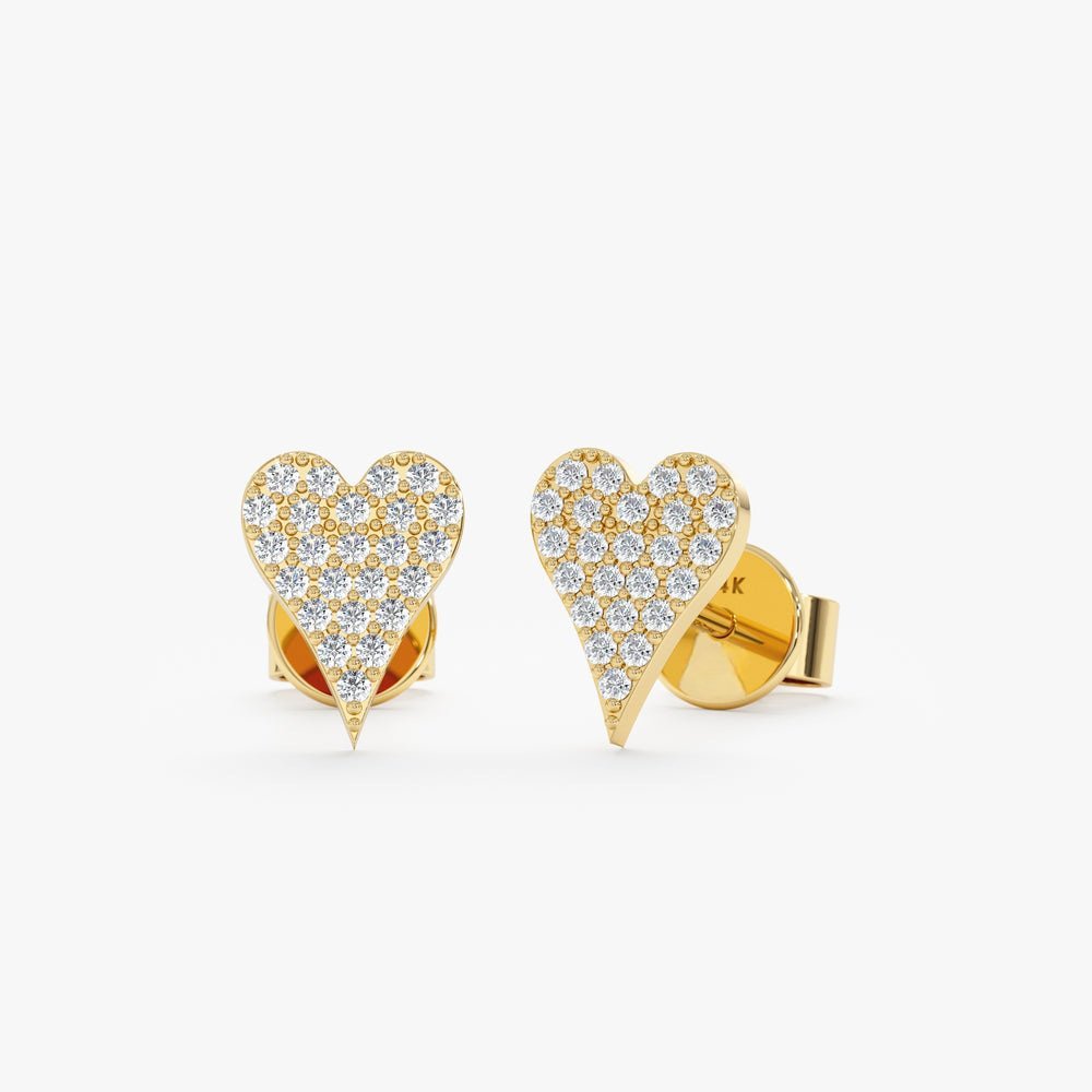 Long Natural Diamond Heart Studs