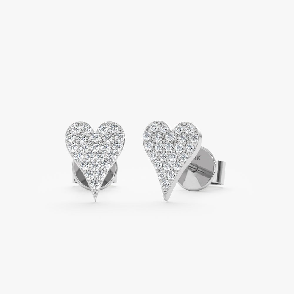 Long Natural Diamond Heart Studs