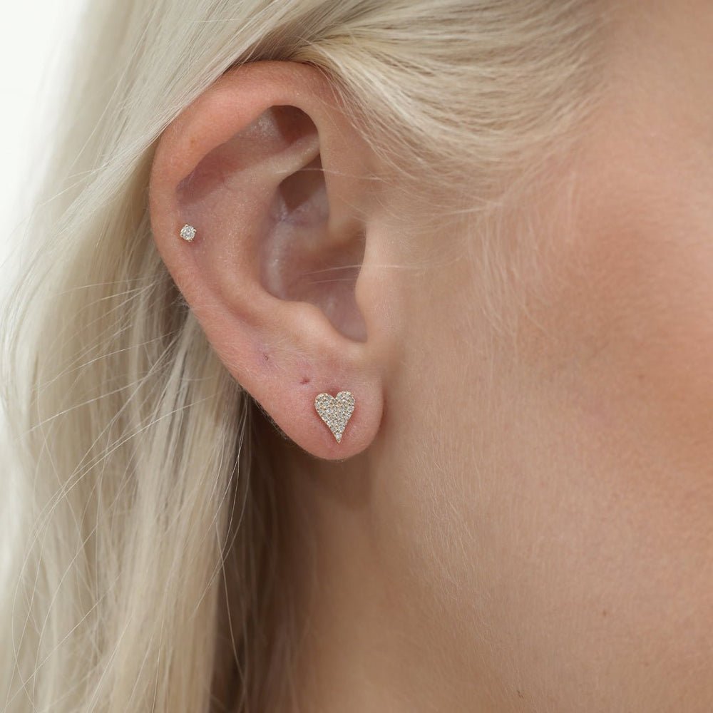 Long Natural Diamond Heart Studs