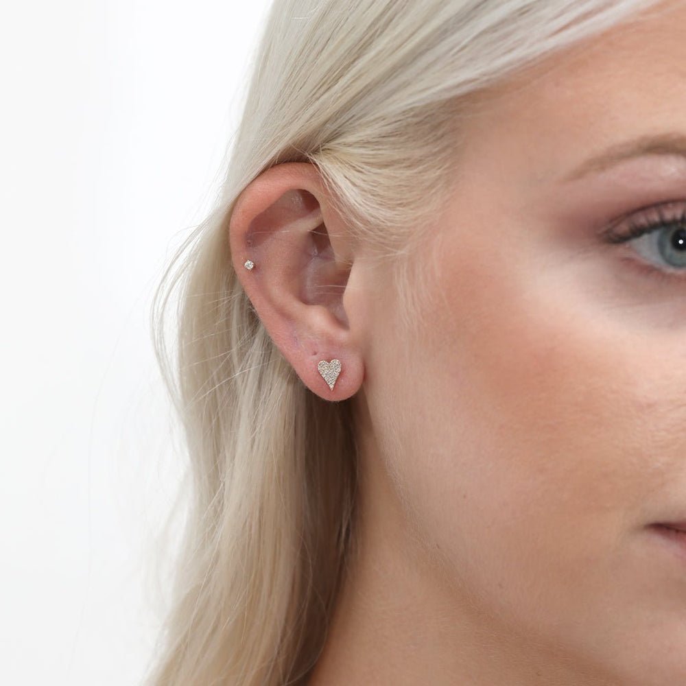 Long Natural Diamond Heart Studs