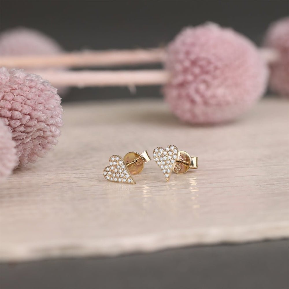 Long Natural Diamond Heart Studs