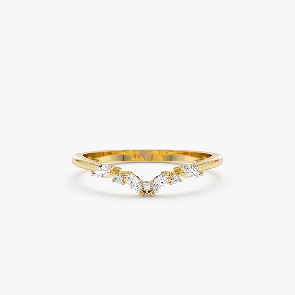 Marquise and Round Natural Diamond Nesting Ring