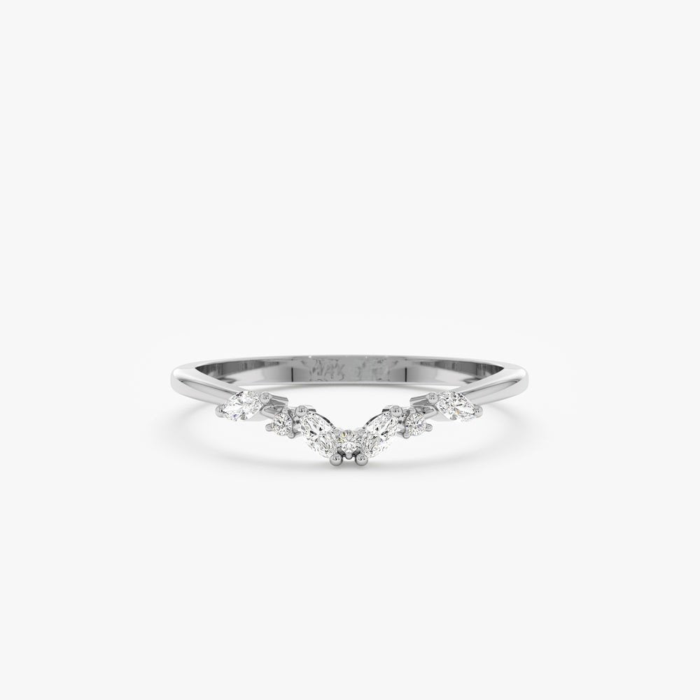 Marquise and Round Natural Diamond Nesting Ring