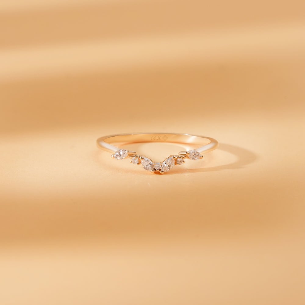 Marquise and Round Natural Diamond Nesting Ring