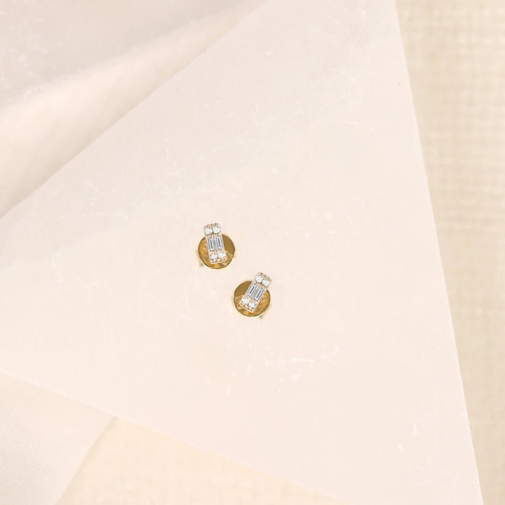 Mini Baguette Cut Natural Diamond Studs