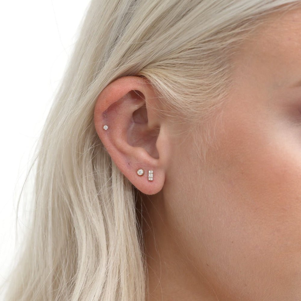 Mini Baguette Cut Natural Diamond Studs