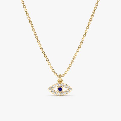 Mini Natural Diamond Sapphire Eye Necklace