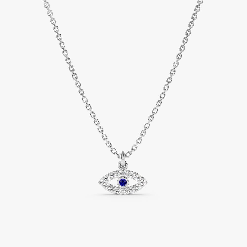 Mini Natural Diamond Sapphire Eye Necklace