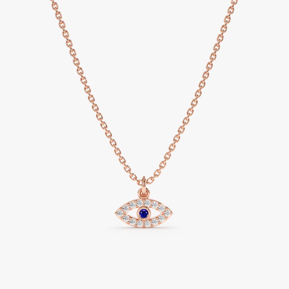 Mini Natural Diamond Sapphire Eye Necklace