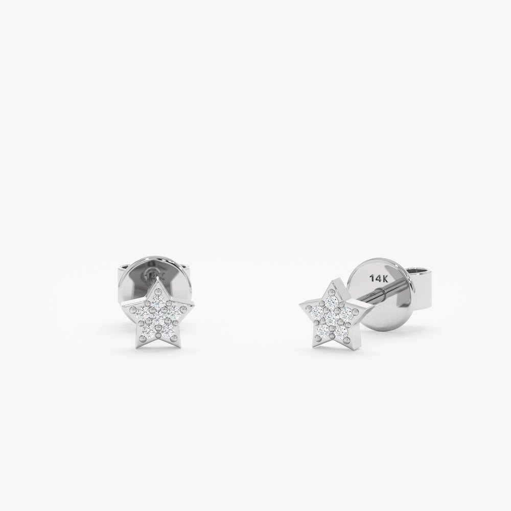 Mini Natural Diamond Star Studs