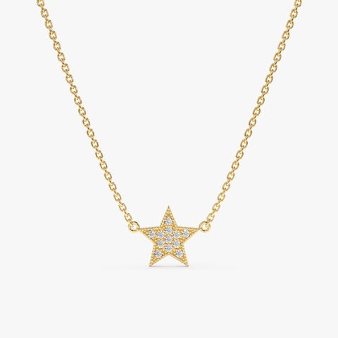 Mini Pave Natural Diamond Star Necklace